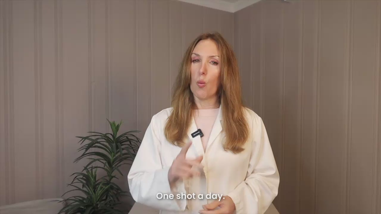 Woman introduces NoxShot AURA and its 30-day daily-use format